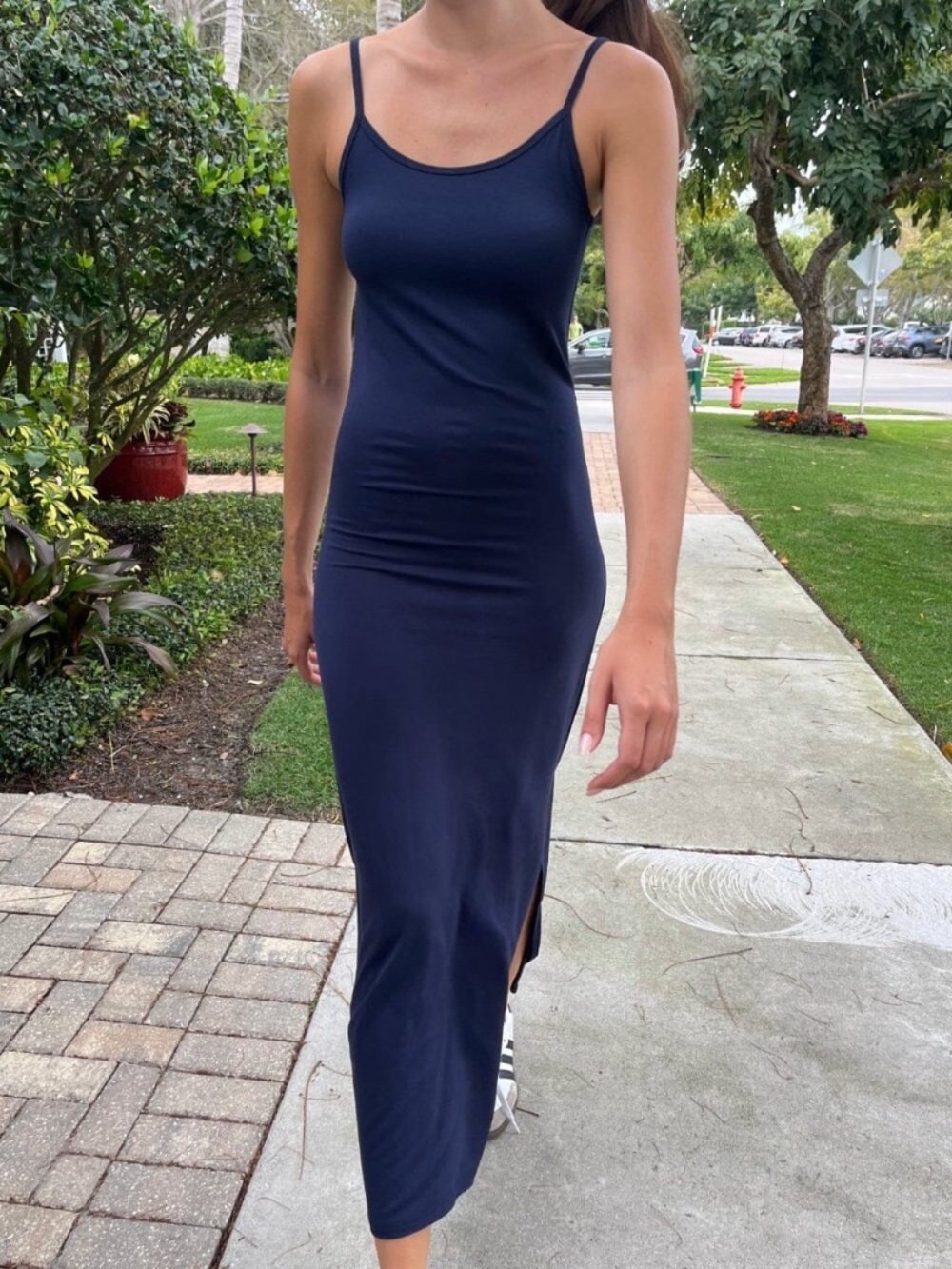 Brandy Melville Navy Blue Modal Maxi Dress with slit